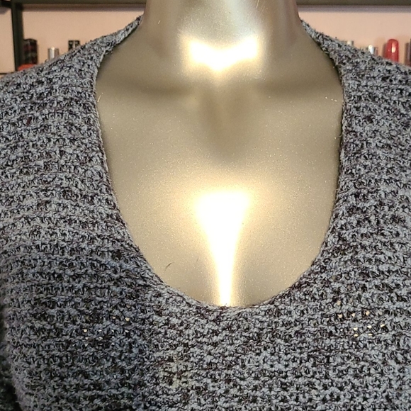 Chunky blue light dark sweater v neck pullover cozy warm medium comfy winter - Picture 3 of 7